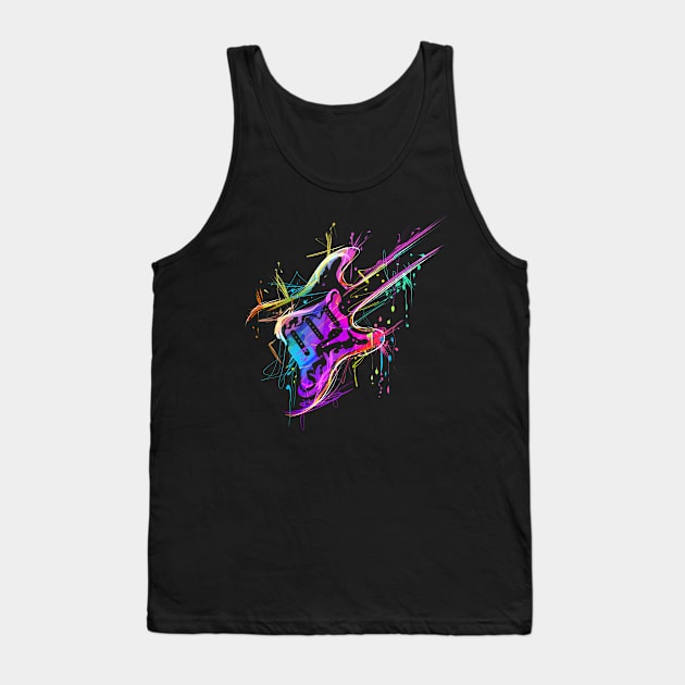 Colorful Musician Bass Electric Guitar Tank Top by SinBle